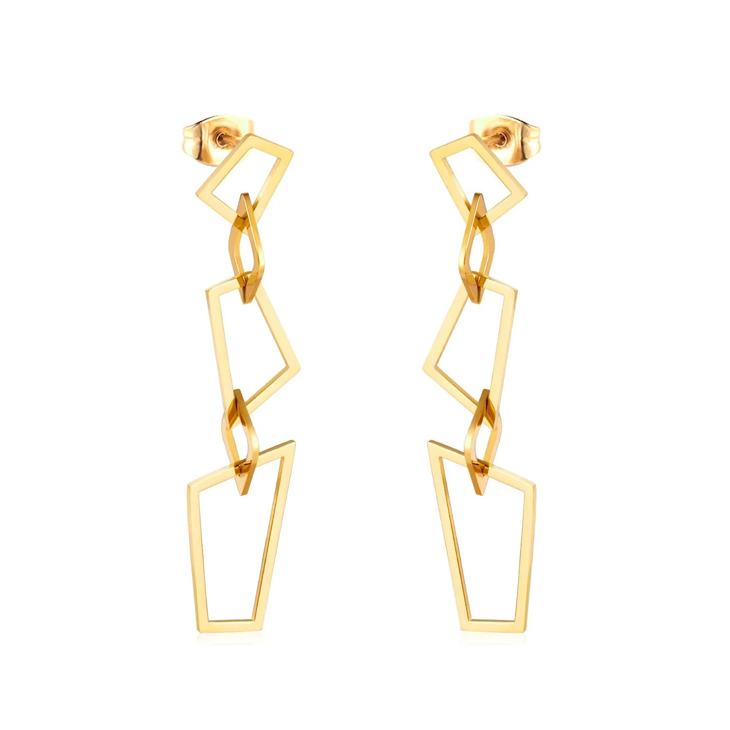 18K Gold PVD Geo Dangle Earrings