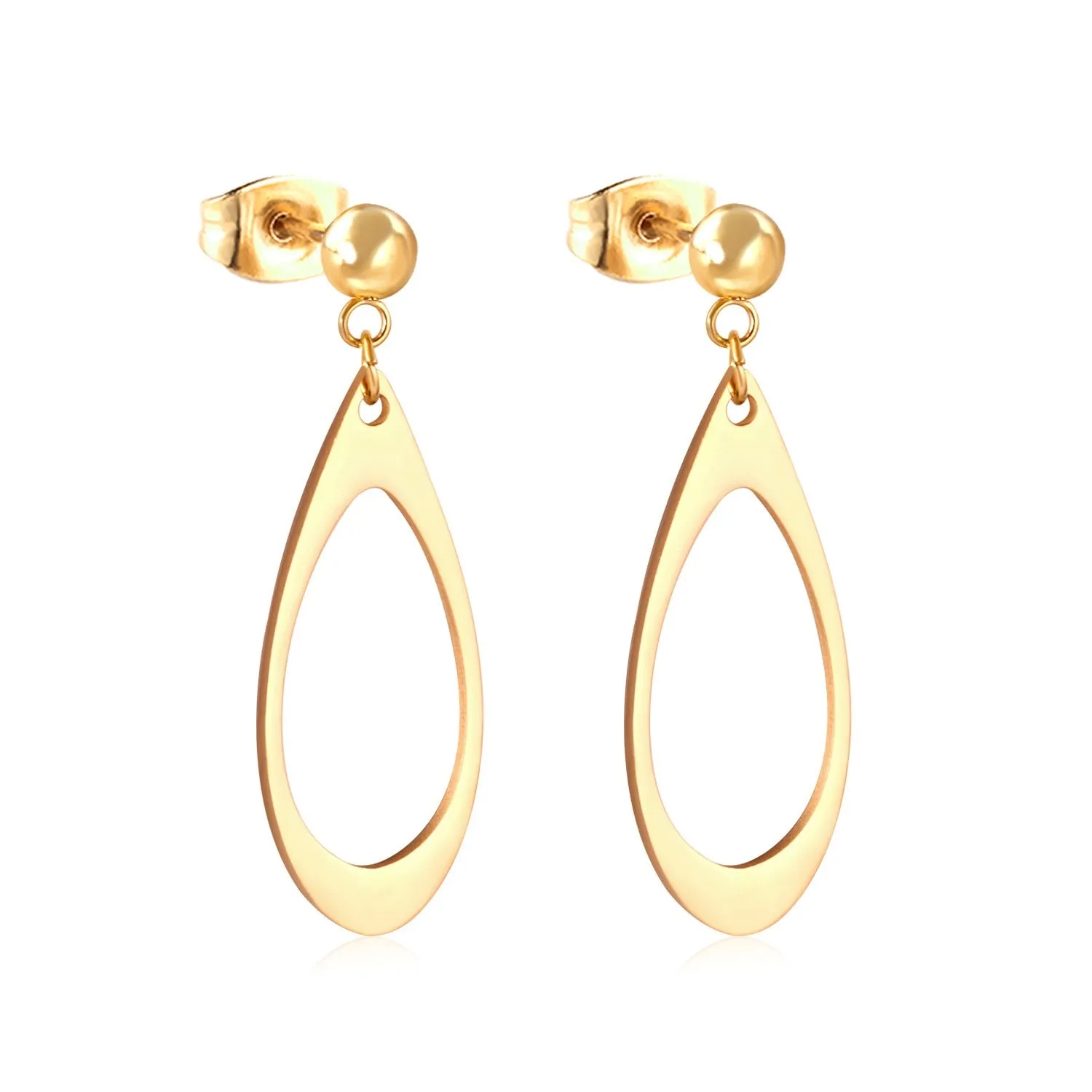 18K Gold PVD Oval Rain Earrings