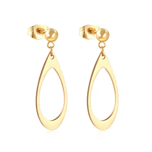 18K Gold PVD Oval Rain Earrings