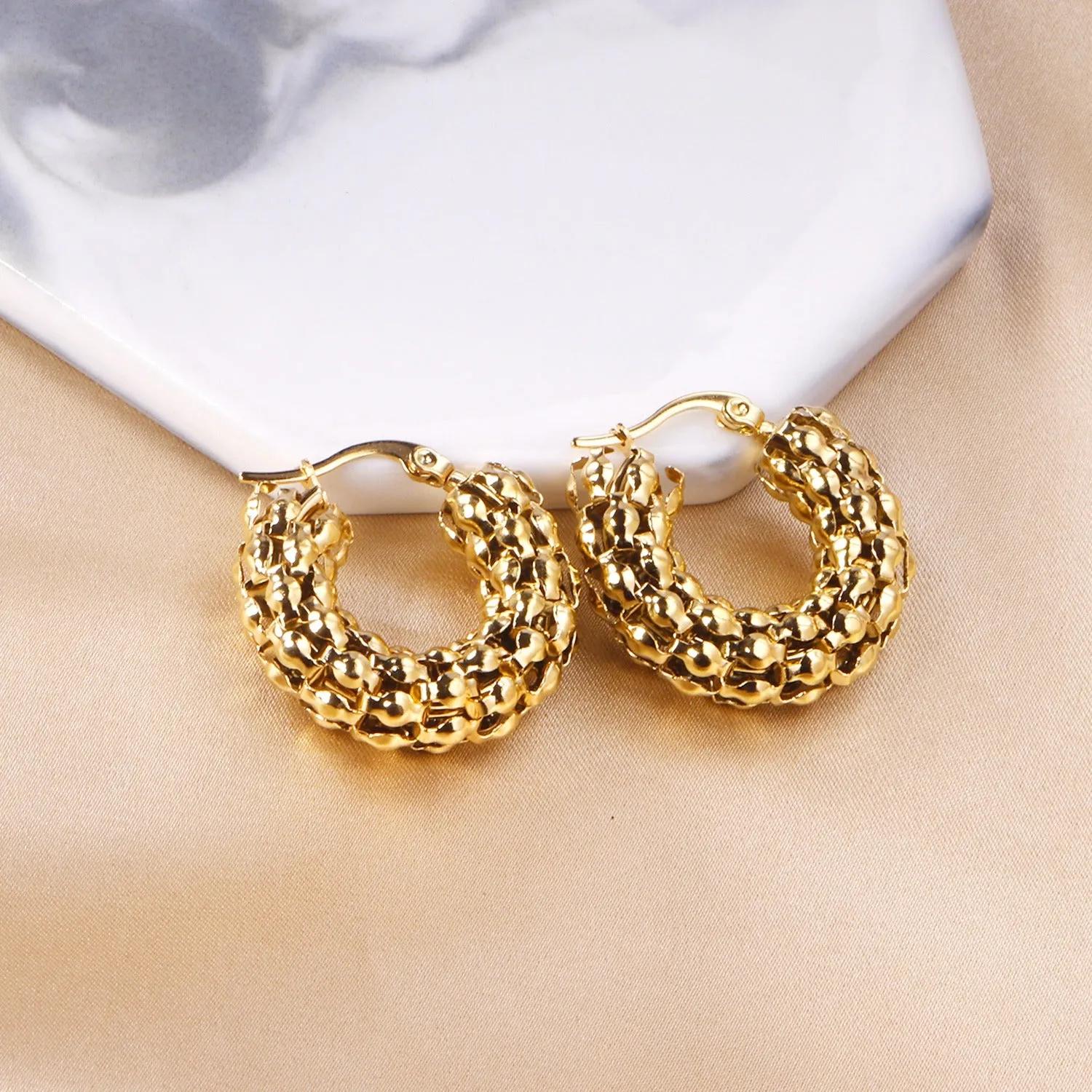 18K Gold PVD Rome Hoops Earrings