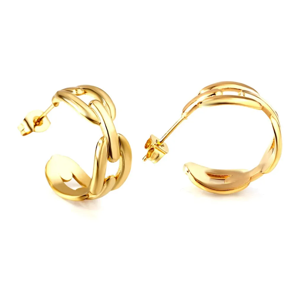 18K Gold PVD Taylor Classic Stud Hoops Earrings