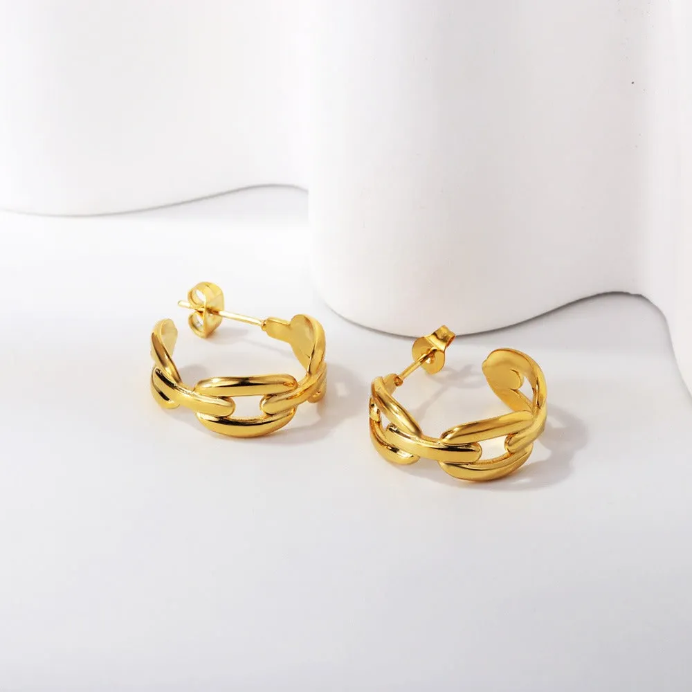 18K Gold PVD Taylor Classic Stud Hoops Earrings