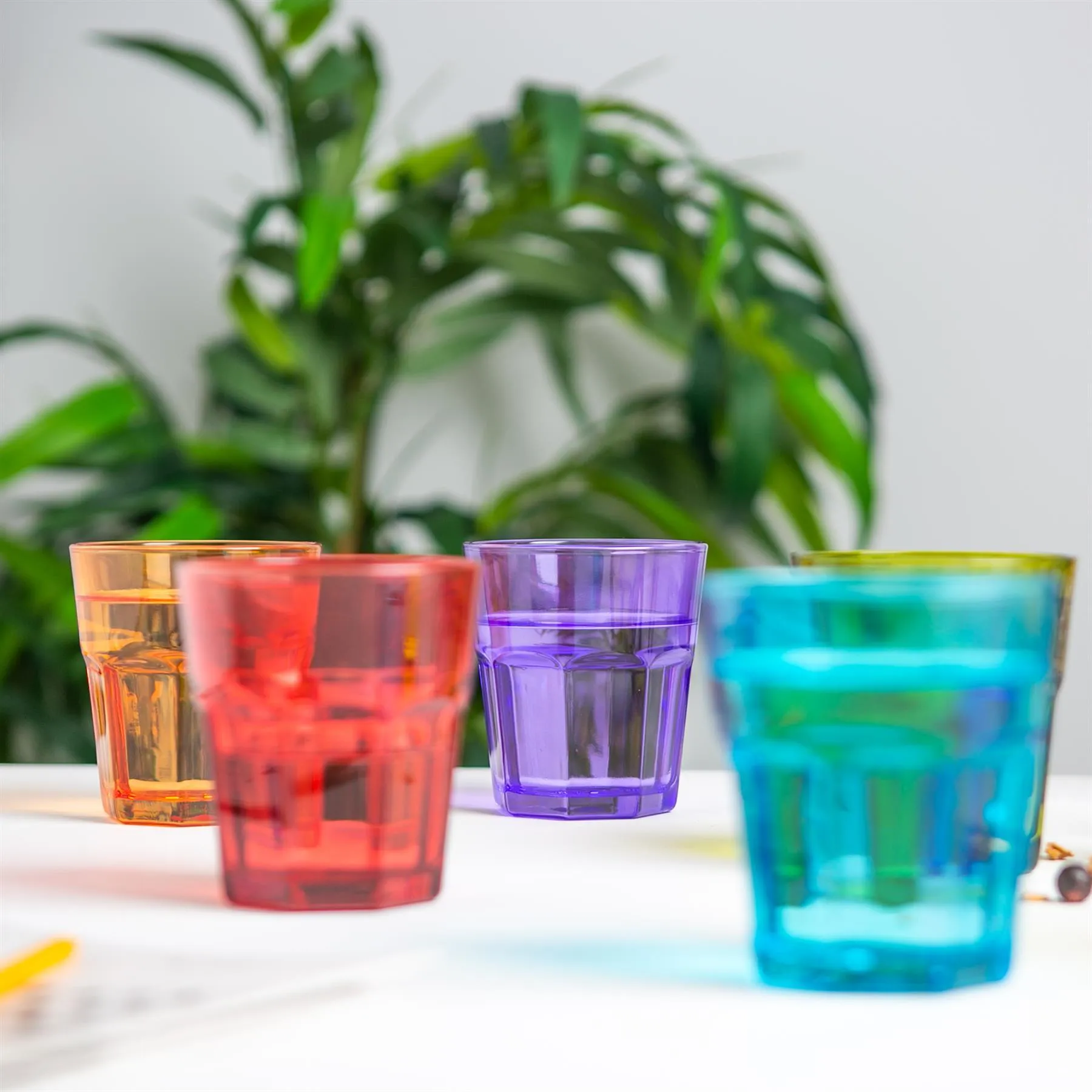 305ml Coloured Water Glasses - Pack of Six - By Rink Drink