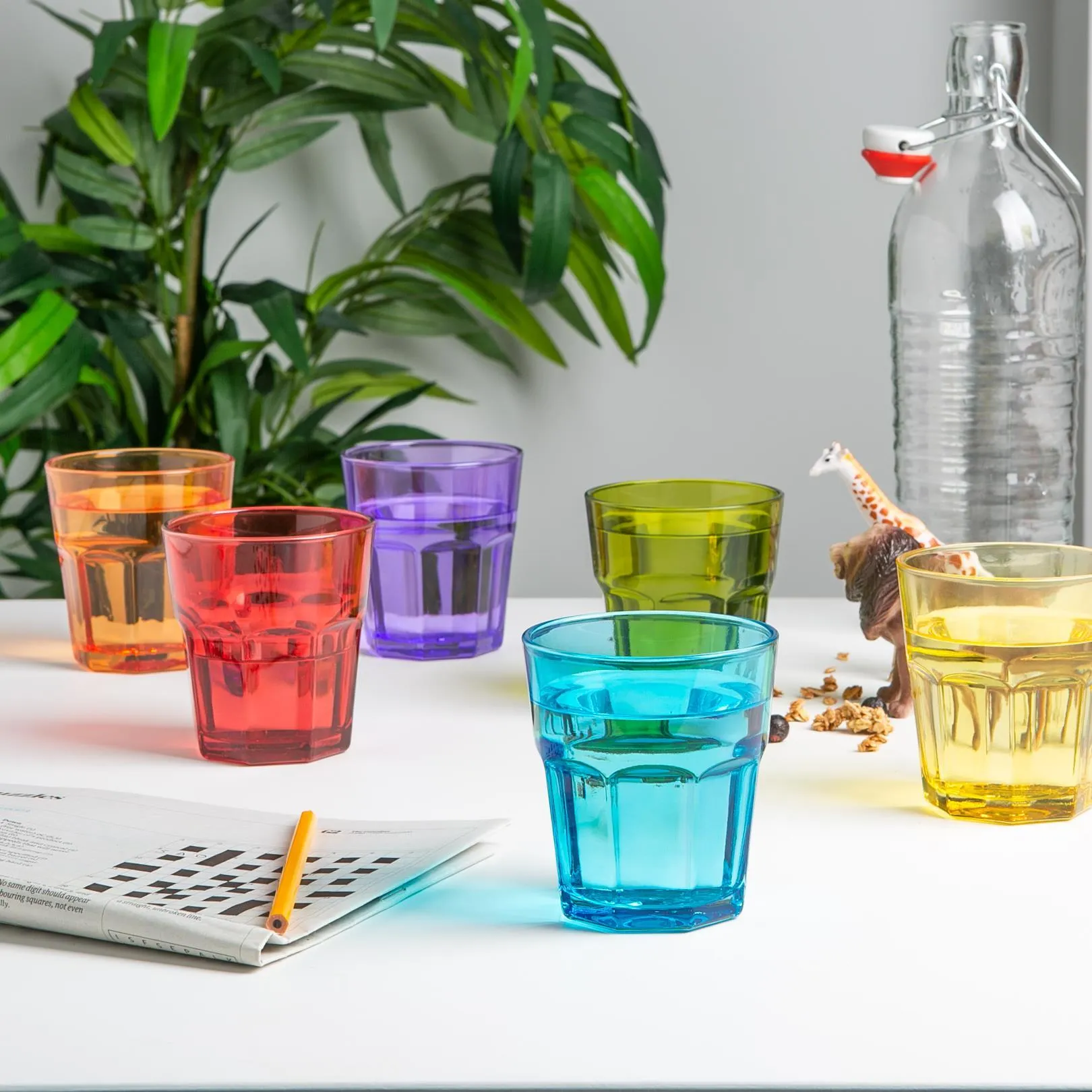 305ml Coloured Water Glasses - Pack of Six - By Rink Drink