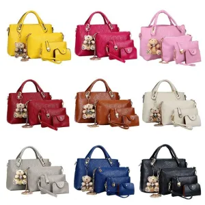 4PCS/Set Women Lady Leather Handbag Shoulder Bags Tote Purse SatchelMessenger