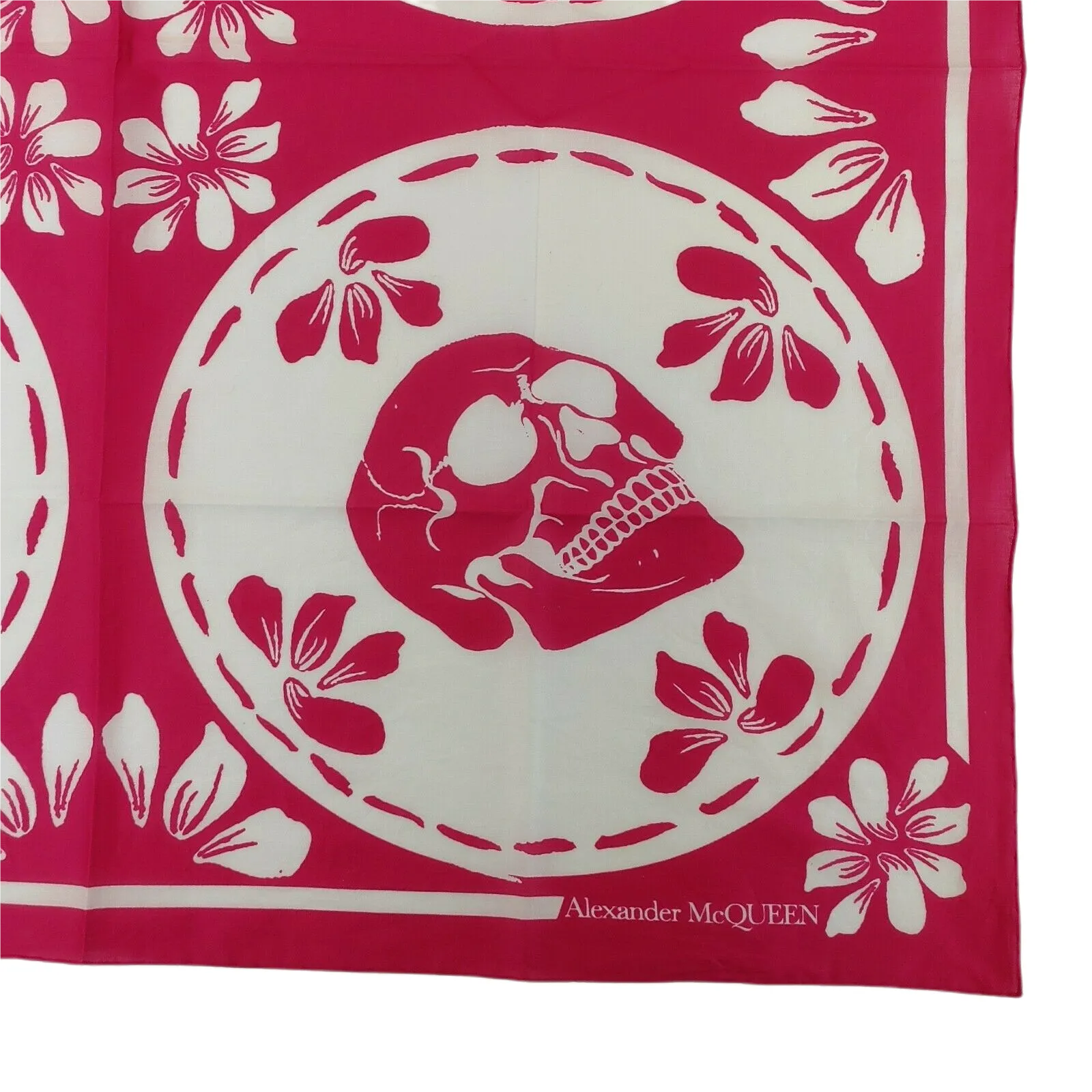 Alexander McQueen Women's Pink Cotton Porcelain Skull Square Scarf