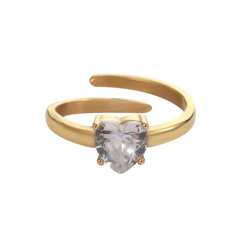 Amy Fashion - Classic Style White Zircon Open Rings