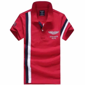 Aston Martin Racing (AMR) Small Logo Short Sleeve Polo Shirt Red