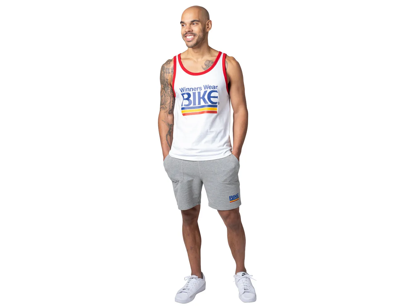 BIKE Logo Ringer Tank Top White Red