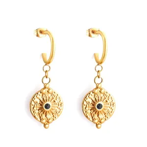 Black Greek Moon 18K Gold PVD Earrings