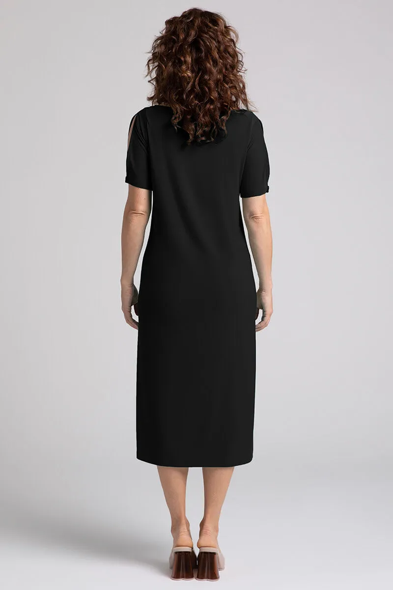 Boat Neck T-Shirt Dress | Black