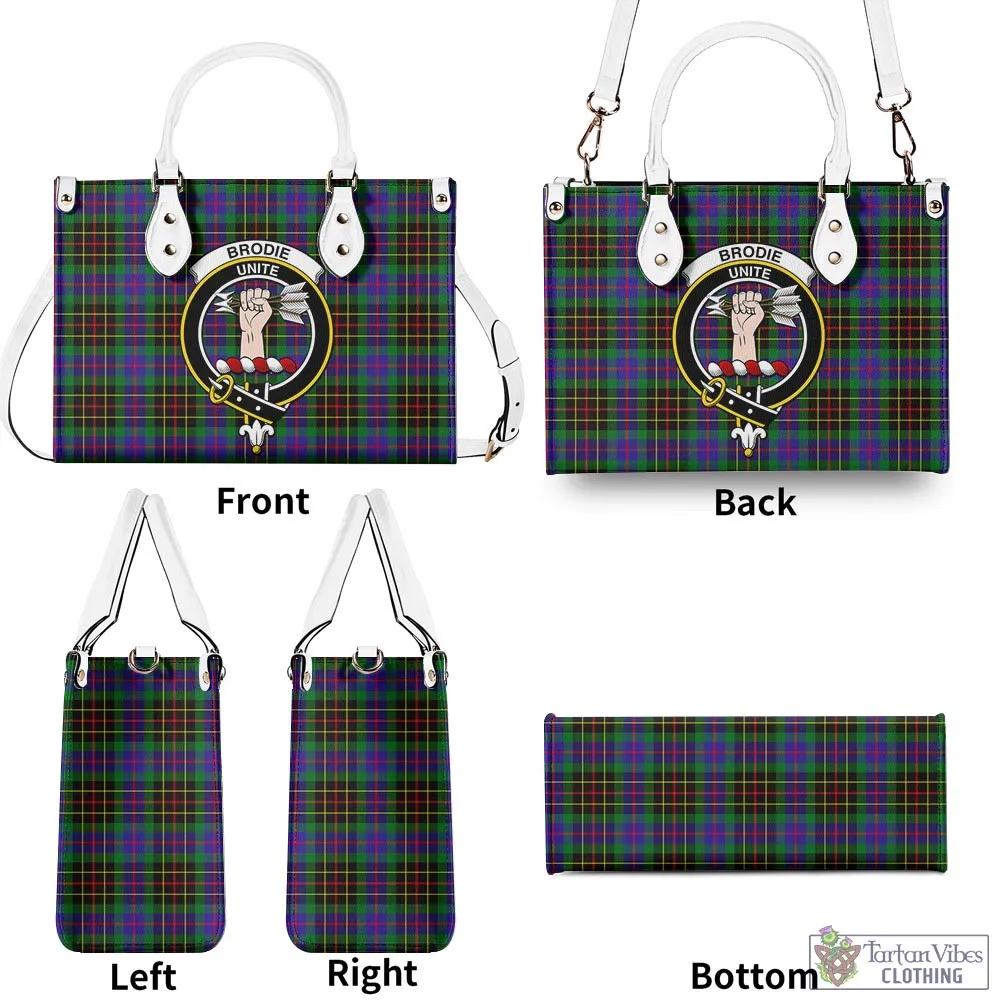 Brodie Hunting Modern Tartan Luxury Leather Handbags with Family Crest