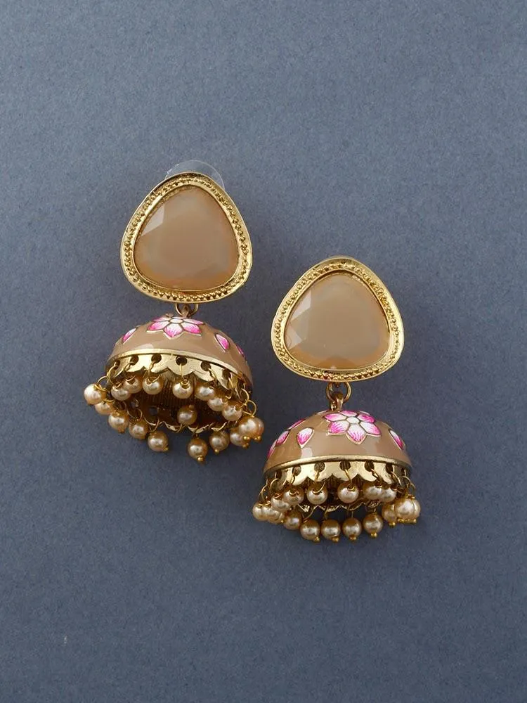 Brown Shesha Meenakari Jhumkis