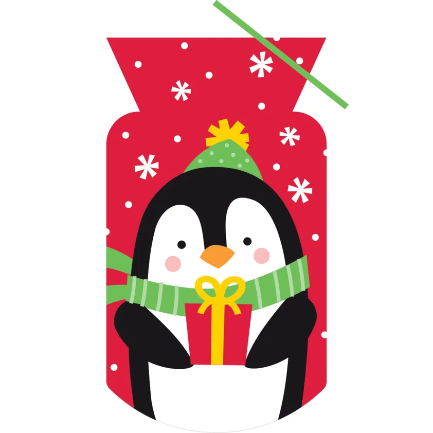 Christmas Penguin Shaped Cello Bags | 12ct