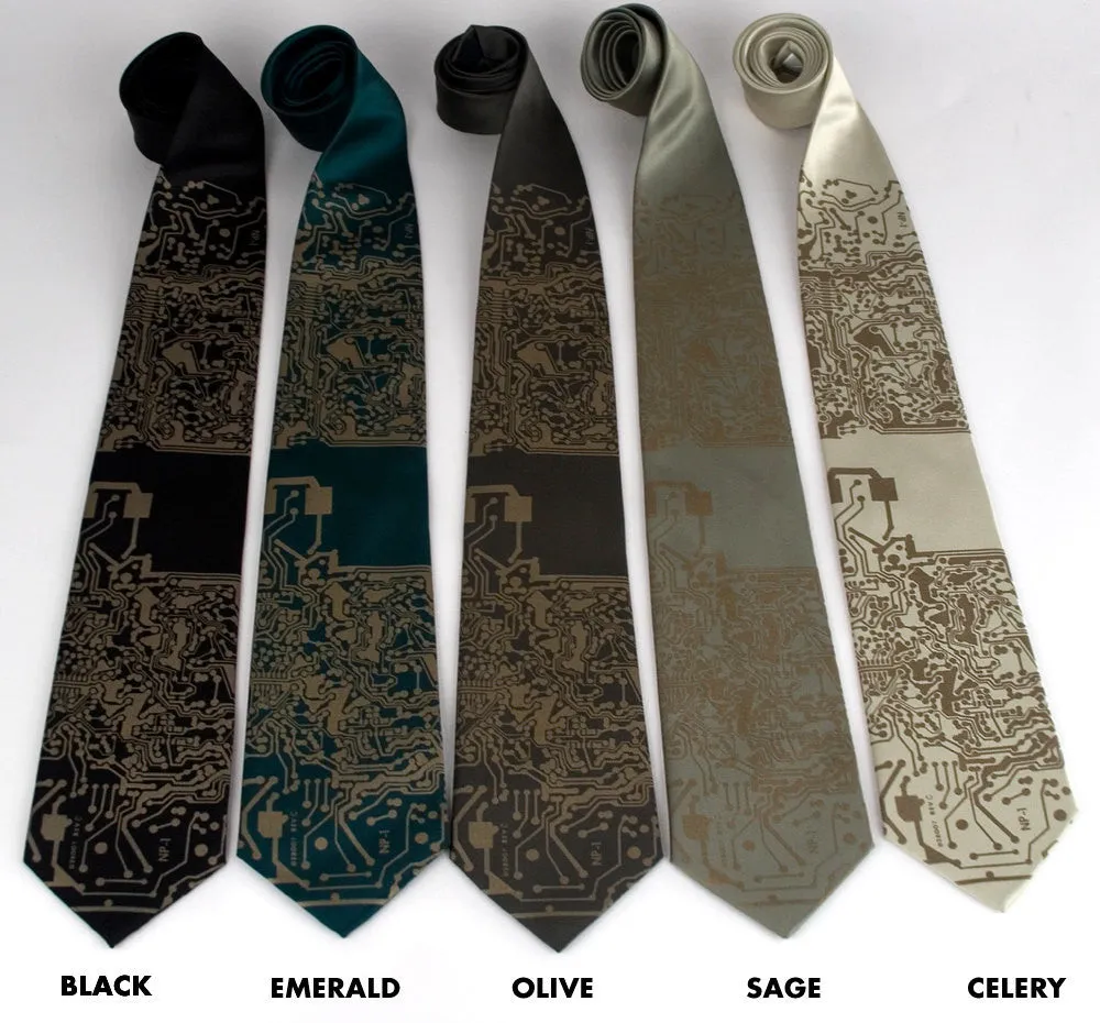 Circuit Board Print Necktie: Short Circuit Tie