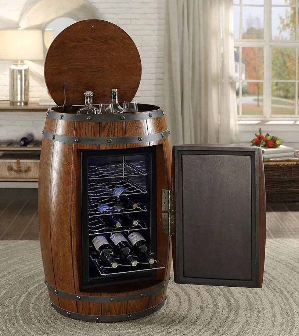 Classic Wine Barrel refrigerator - Dark oak finish