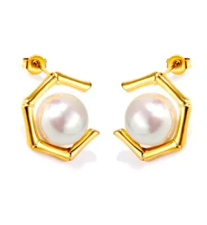 Cradle Pearl 18K Gold PVD Earrings