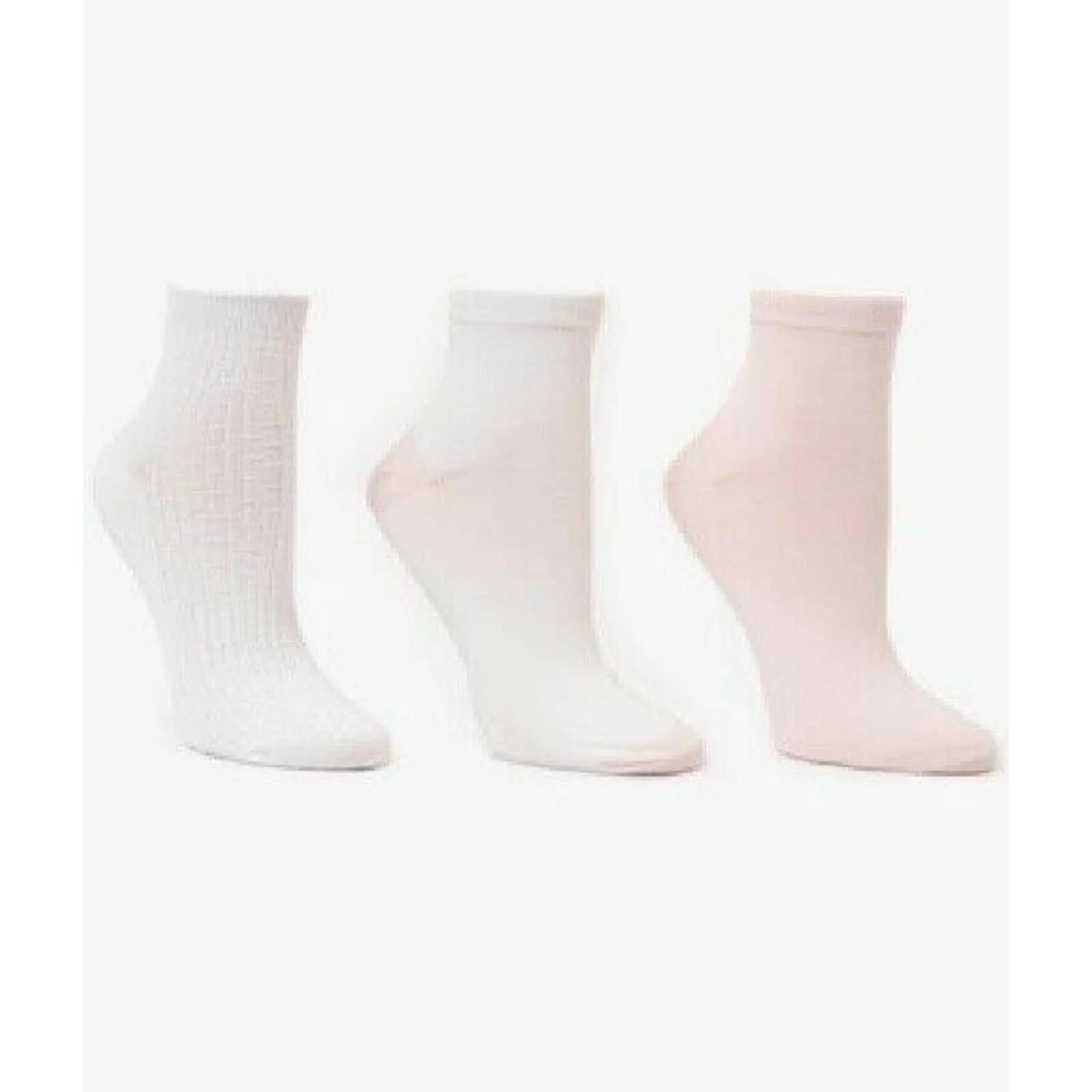 Cuddl Duds Womens Ankle Socks, 3 Pack White Pink, NWT