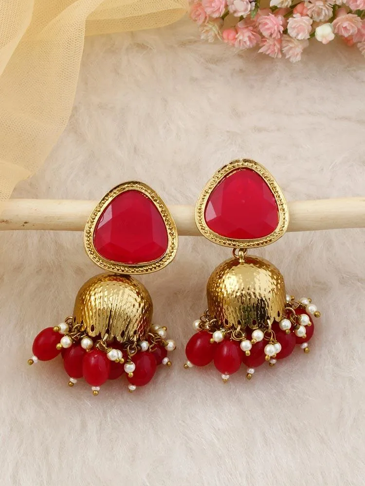 Dark Pink Mini Shesha Jhumkis