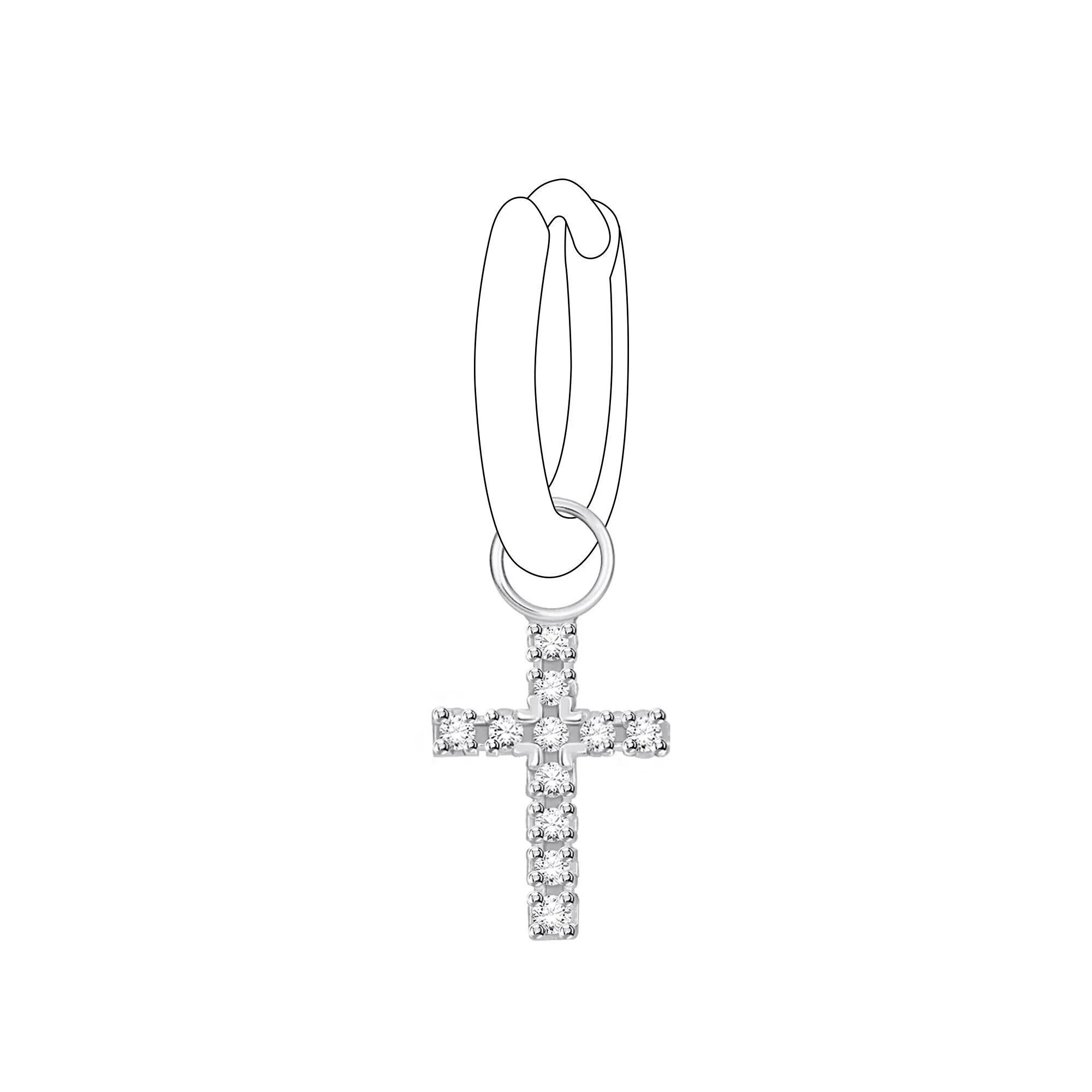 Ear Stud Cross (Single)