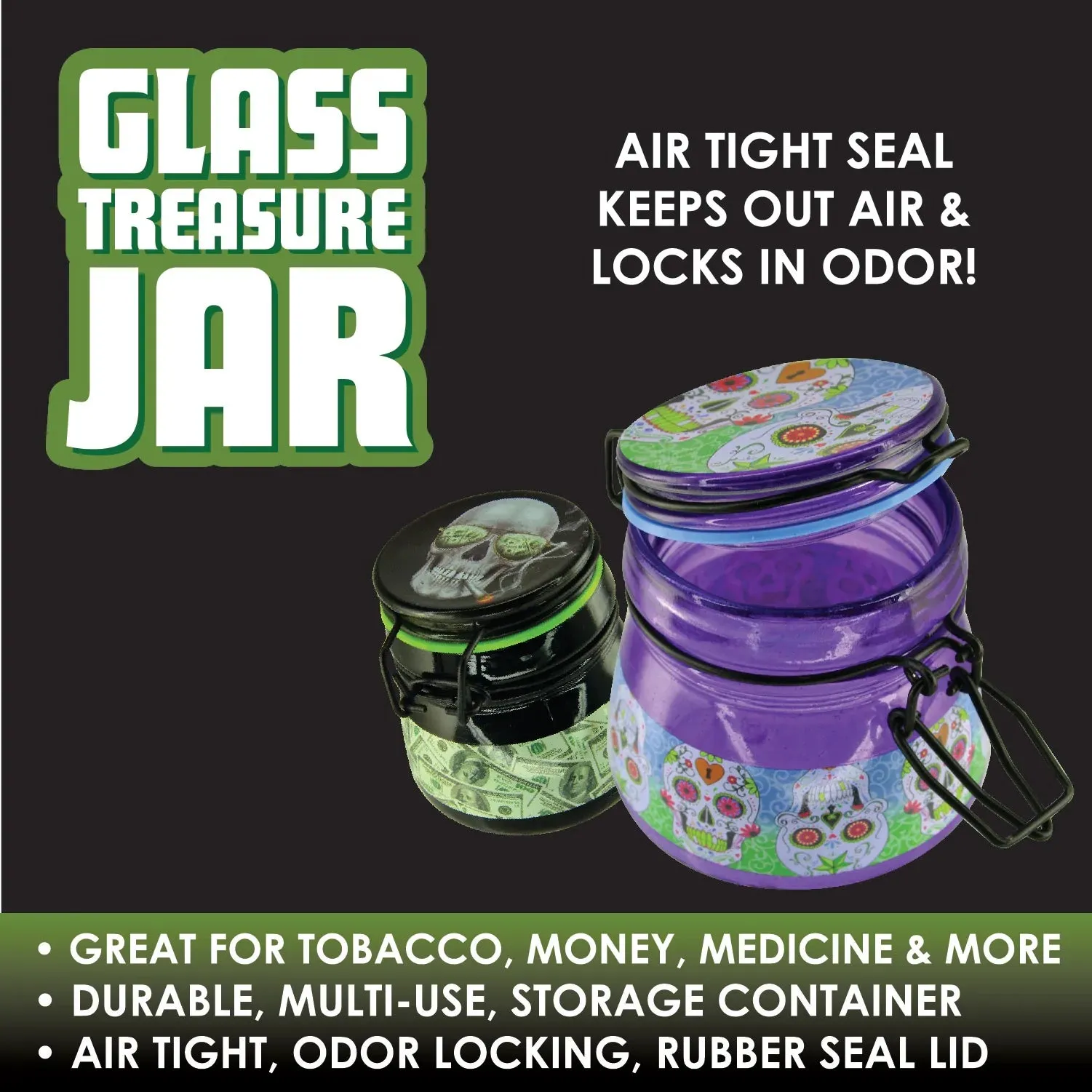 Glass Storage Jar with Clasp - 6 Pieces Per Retail Ready Display 22680