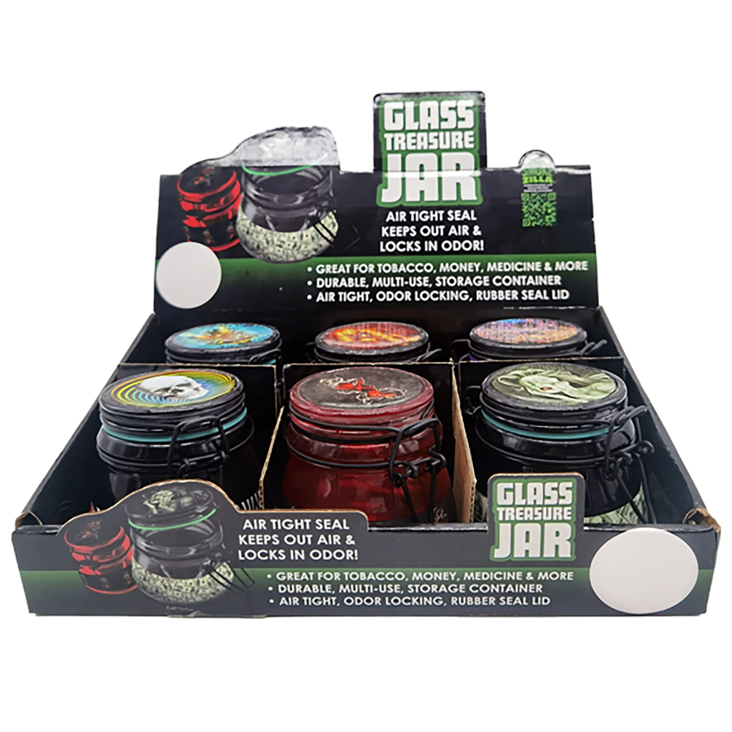 Glass Storage Jar with Clasp - 6 Pieces Per Retail Ready Display 22680