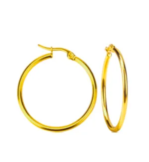 Gold Hoops Med 18K Gold PVD Earrings