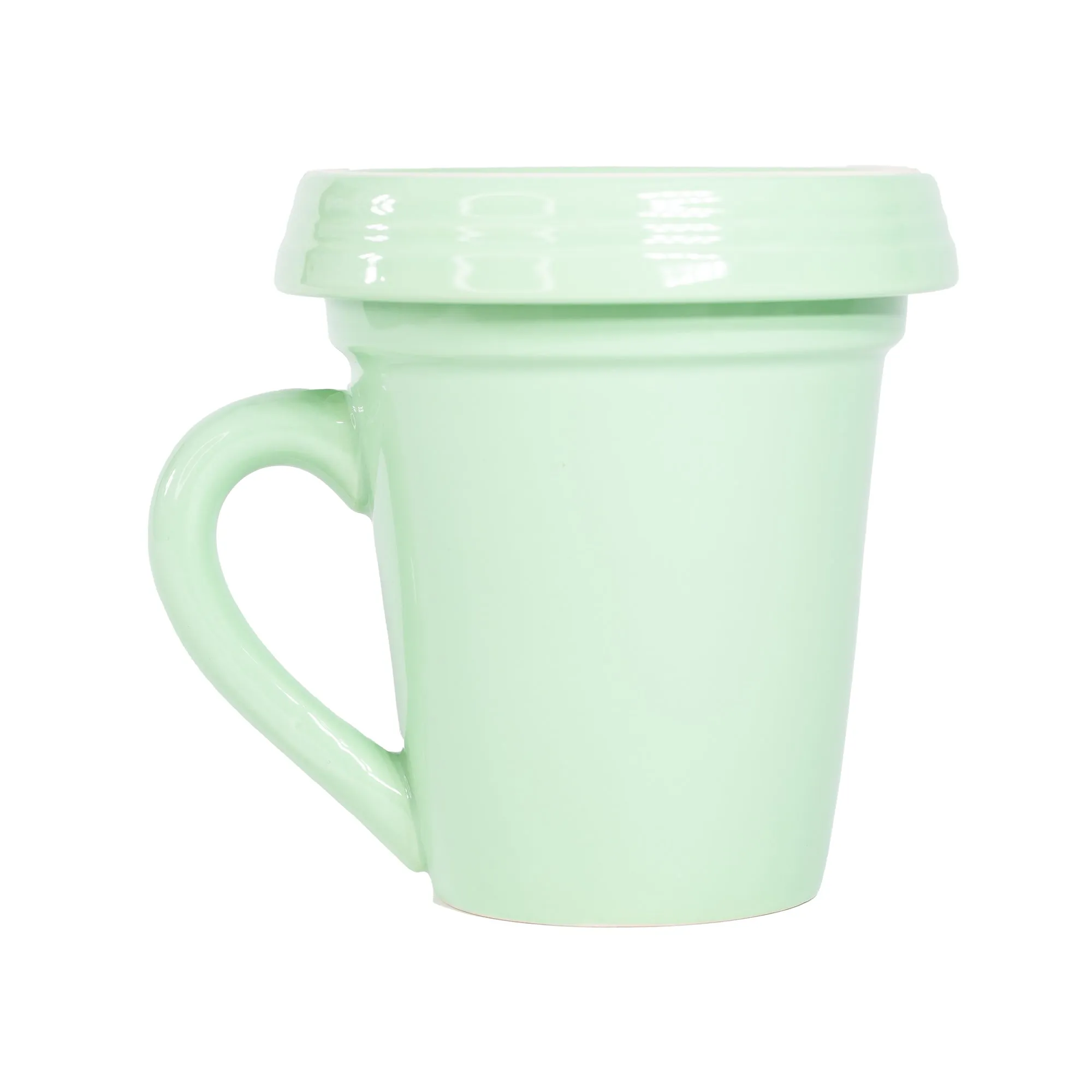 Green Flower Pot Mug w/Scripture - “Be Happy”