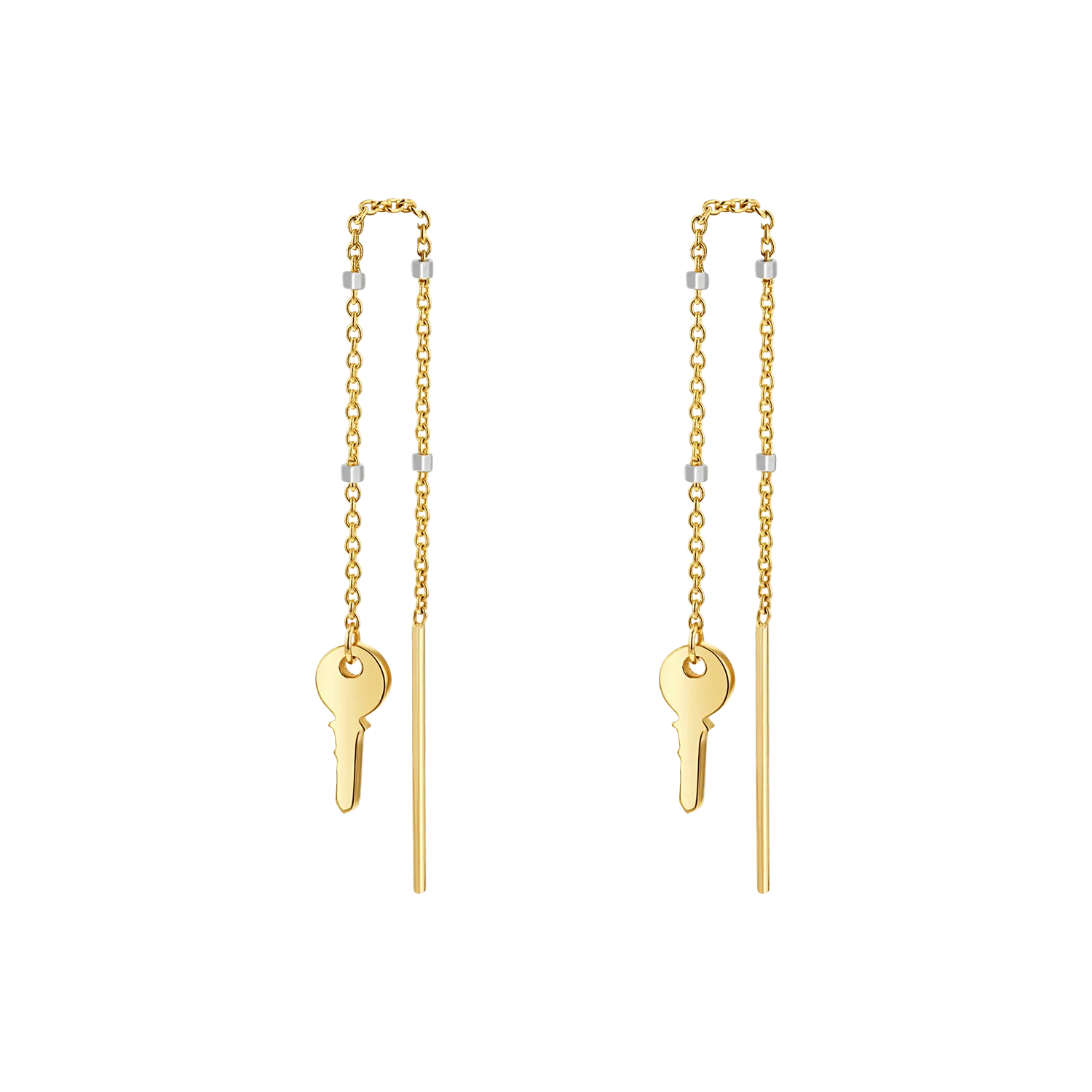 Key Sparkle Chain Threader Earring