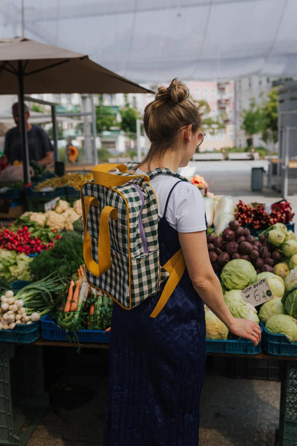 Large Backpack | Gingham | Green Grass