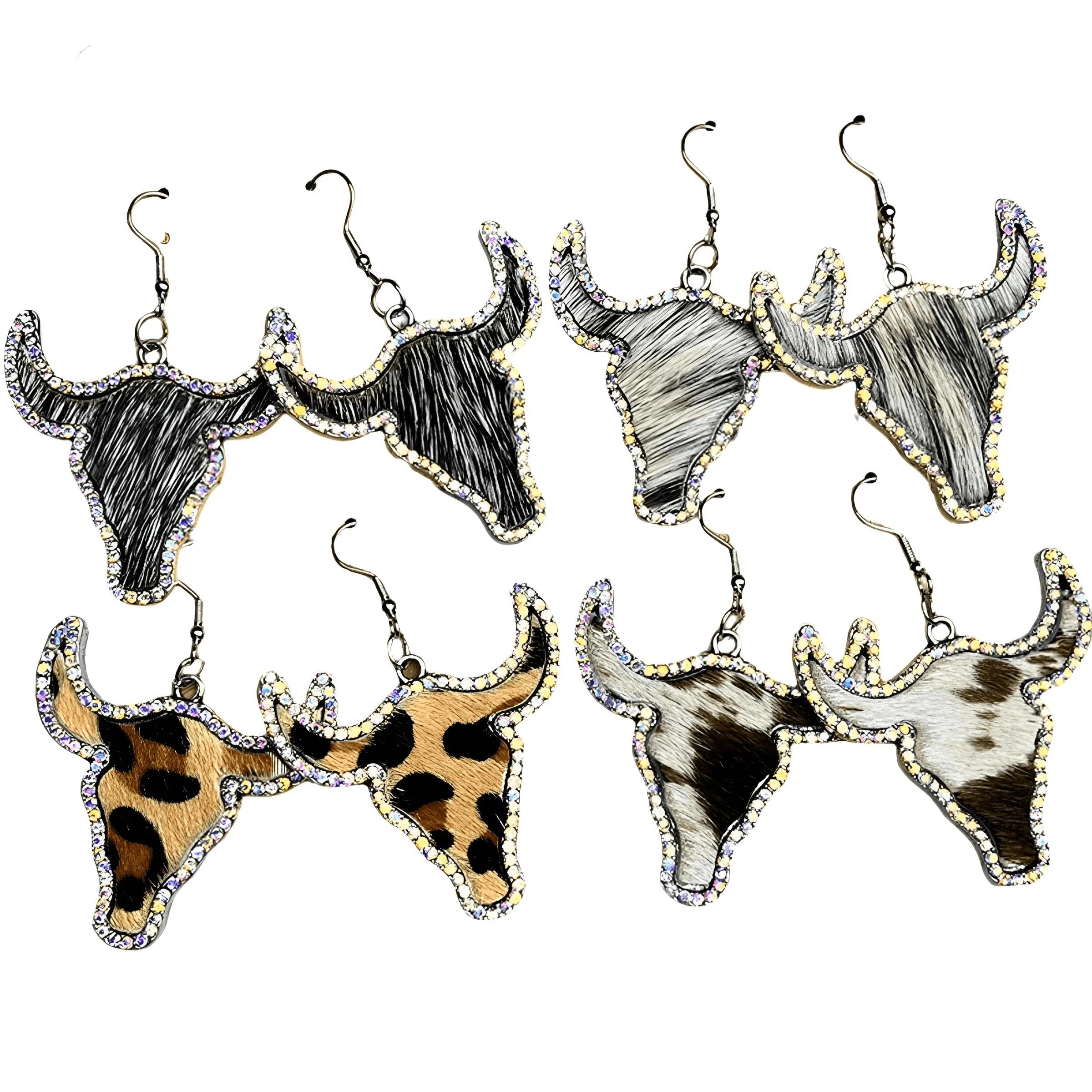 Large Texas Longhorn Leather Earrings For Women