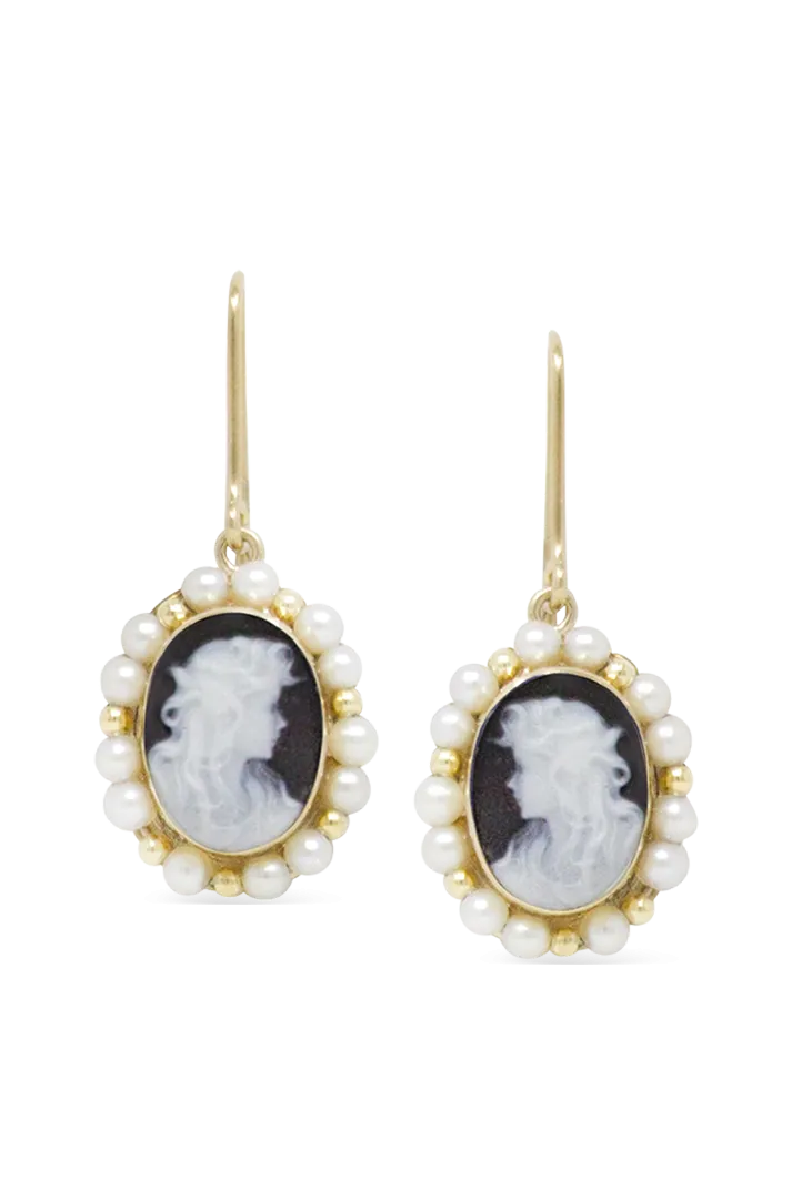 Little Lovelies Black Cameo Pearl Earrings