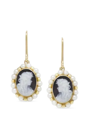 Little Lovelies Black Cameo Pearl Earrings