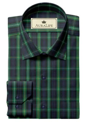 Navy Blue And Green Plaid Checks SS-10072