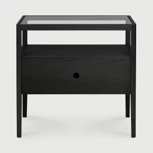 Oak Spindle Bedside Table - Black