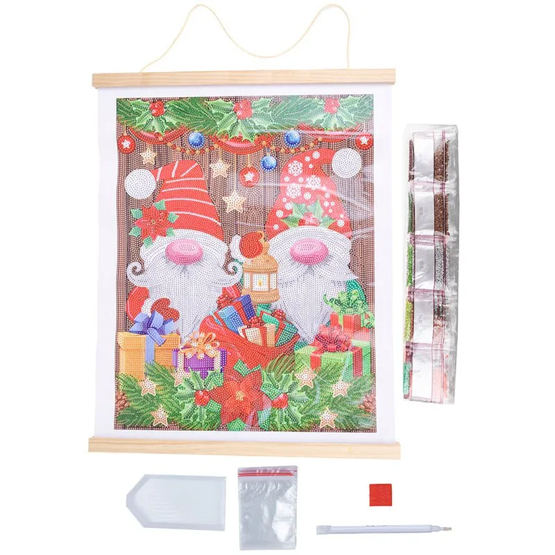 "Christmas Gnomes" Crystal Art Scroll Kit 35x45cm