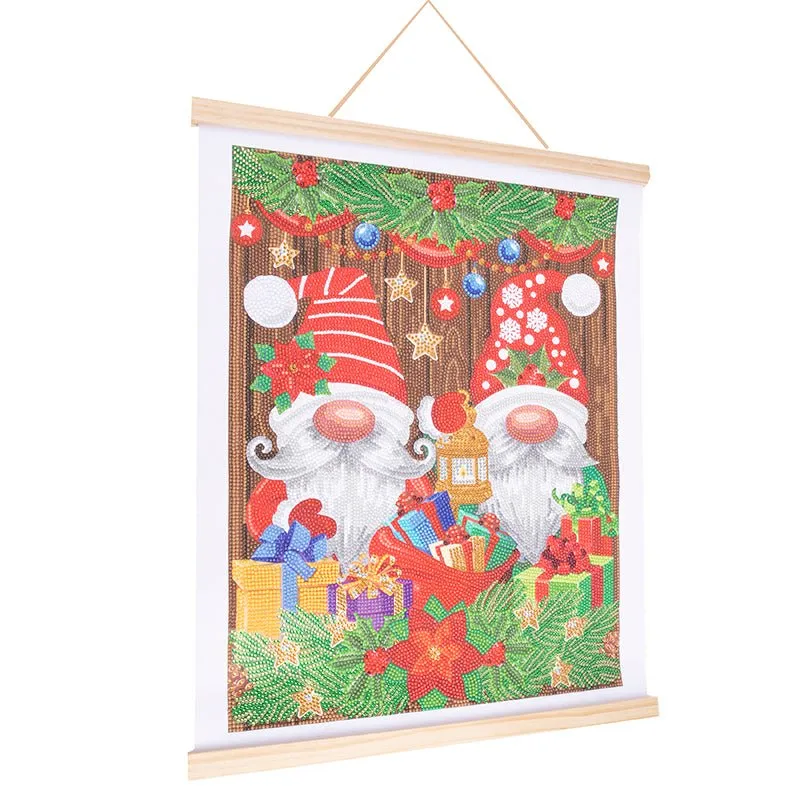 "Christmas Gnomes" Crystal Art Scroll Kit 35x45cm