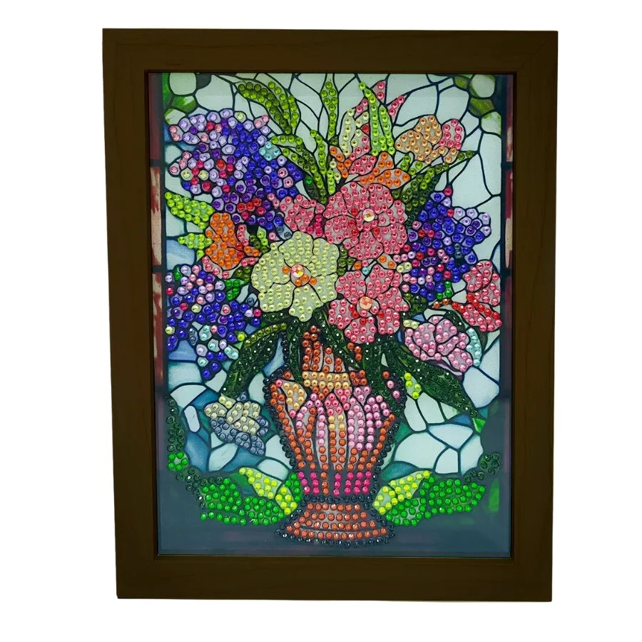 "Floral Bouquet" Crystal Art Small LED Frame