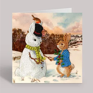 "Peter and the Snow Bunny" Crystal Art Card 18x18cm