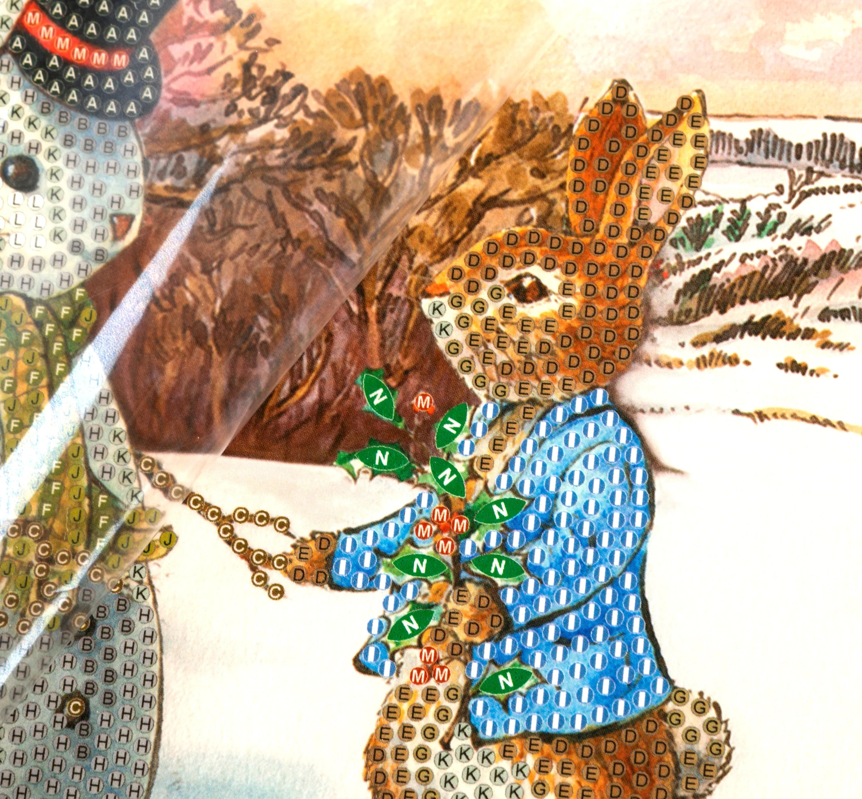 "Peter and the Snow Bunny" Crystal Art Card 18x18cm