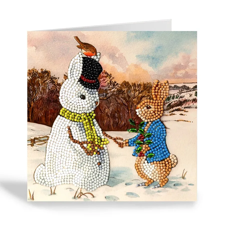 "Peter and the Snow Bunny" Crystal Art Card 18x18cm