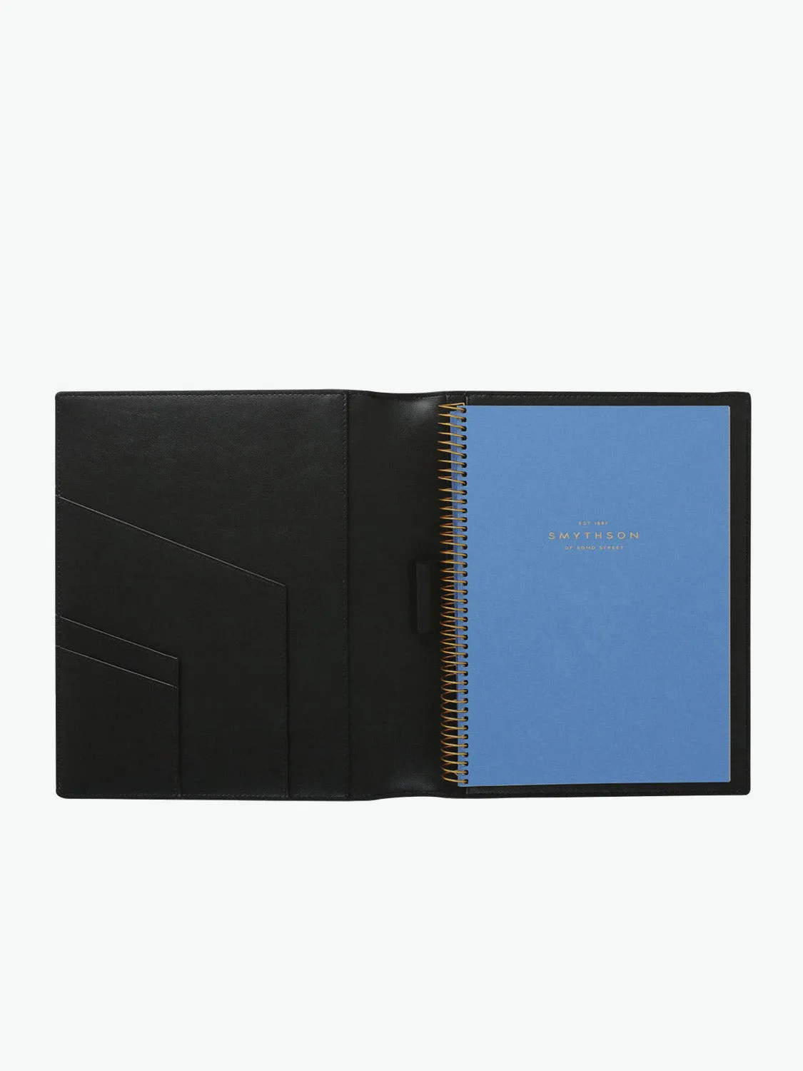 Smythson Leather A5 Writing Folder Black