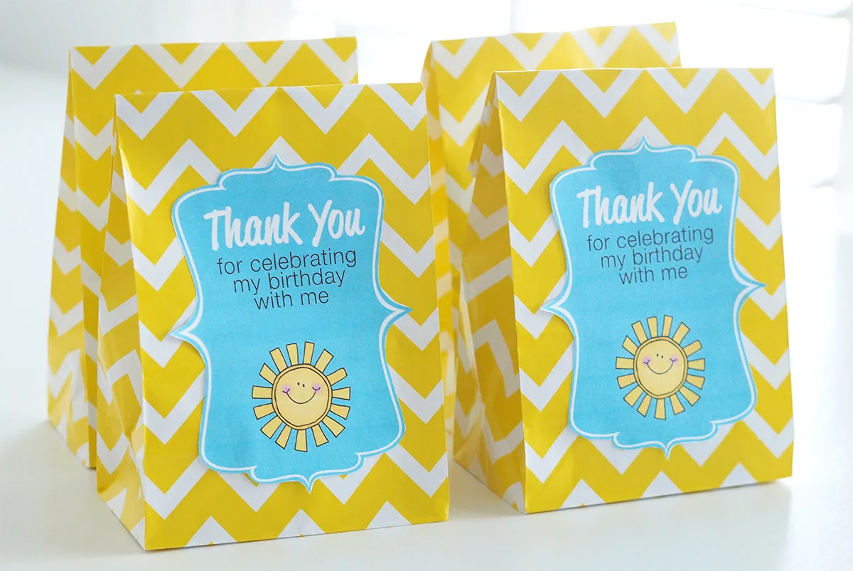 Sunshine Birthday Party - Thank you label