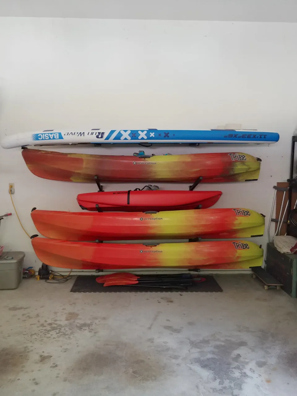 SUP & Surfboard Flat Wall Rack | Padded Steel Board Display